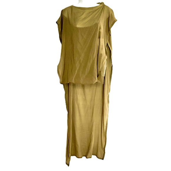 Maison Martin Margiela Tops - Maison Martin Margiela Silk Draped Asymmetric Top w/Long Train Sheer IT44